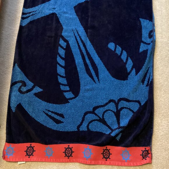 Blue Blue Anchor Bath Time Towel 100% Egyptian Cotton Vacation Beach - Picture 3 of 5